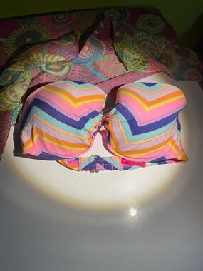Victoria's Secret Chevron Strapless Bikini Top - Pink, Yellow, Blue, Orange
